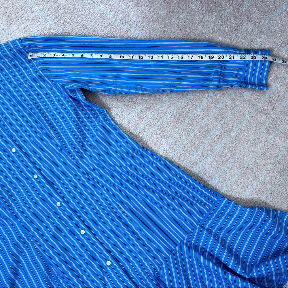 Lauren Ralph Lauren Blue Black White Striped Shirt Dress Button Front Size 16 - Picture 11 of 11